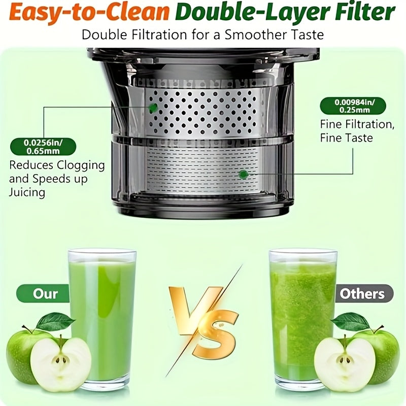 Cold Press Juicer Masticating Juicer With Wide Feed Chute 350w Slow Juicer Ideal For Whole Fruits And Vegetables High Juice