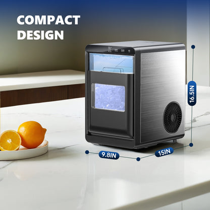 Nugget Ice Maker Countertop, 44Lbs/24H Pebble Ice Maker Machine, Self-Cleaning Pellet Ice Machine with Ice Scoop&Basket