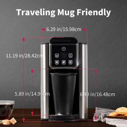 Hot & Iced Coffee Maker with Bold Setting, Single Serve Coffee Maker for K Cup And Grounds, 6-14oz Brew Sizes, 50oz Removable Water Tank