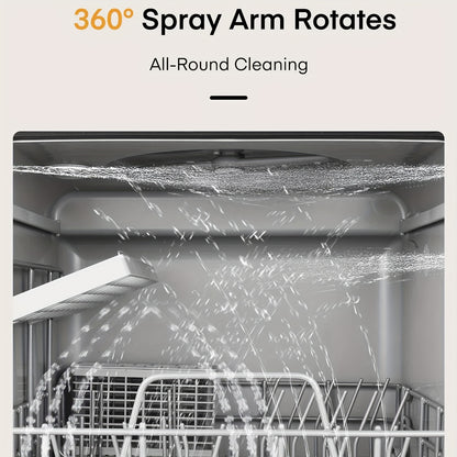 Countertop Dishwasher with 5+1 Programs, Baby Care, Dual Spray, High-Temp, Air-Dry, Timeing Function, No Hookup Needed, Portable Dishwasher