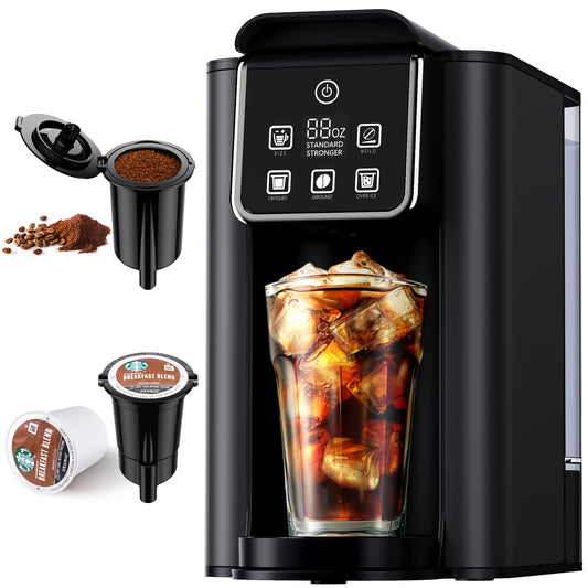 Hot & Iced Coffee Maker with Bold Setting, Single Serve Coffee Maker for K Cup And Grounds, 6-14oz Brew Sizes, 50oz Removable Water Tank