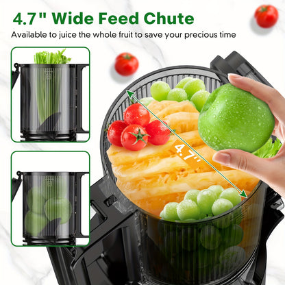 Cold Press Juicer Masticating Juicer With Wide Feed Chute 350w Slow Juicer Ideal For Whole Fruits And Vegetables High Juice