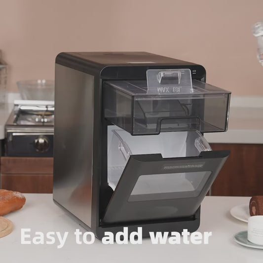 Nugget Ice Maker Countertop, 44Lbs/24H Pebble Ice Maker Machine, Self-Cleaning Pellet Ice Machine with Ice Scoop&Basket